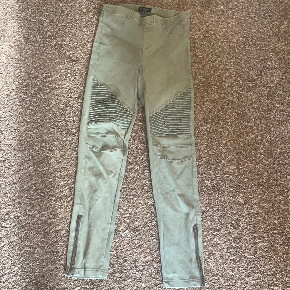 Green Skinny Moto Pants